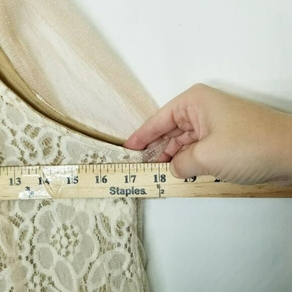 Ryu Modcloth Time & Grace Dress in Champagne Whimsical Romantic Lace Bow Size S‎ - Picture 9 of 12